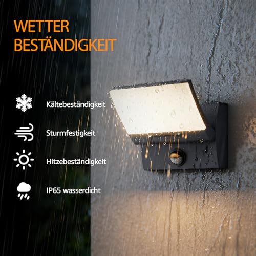 K-Bright Außenwandleuchte mit Bewegungsmelder, 2 Stück 30W Aussenlampe LED Wandleuchte Innen Außen Wandlampe mit Schwenkbar Panel, IP65 aussenlampe wand, 3000K Warmweiß für Eingang Terrasse(Anthrazit) – Bild 6
