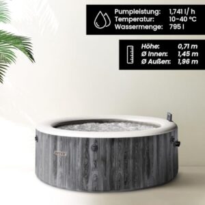 Alternative view of INTEX PureSpa Greywood Deluxe - Whirlpool für 4-Personen, mit grauer Holzmaserung, 140 Luftdüsen, 2200 W Heizung, mit LED-Beleuchtung, Wasserenthärtungssystem & App-Steuerung