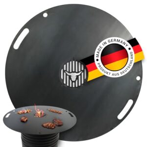 Feuerplatte Schwenkgrill 80cm INKL. Grilleinsatz – Grillplatte für Feuertonne, Feuerstelle & Feuerschale – A. Weyck Tools Plancha Grillring, Teppanyaki Platte – Hochwertiger Stahl 6mm Stärke - #223