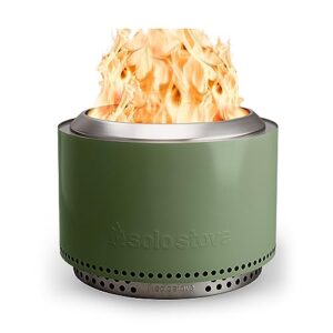 Solo Stove Feuerschale Yukon 2.0 mit Standfuß | Feuerstelle für Raucharme Holzverbrennung, Herausnehmbare Auffangschale, Mobile Outdoor Feuertonne, Edelstahl, 68,5 x 50,5 cm, 20 kg, Grün