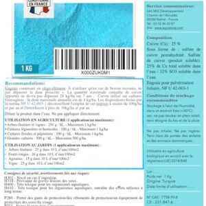 Alternative view of 2er-Pack 2x1kg Kupfersulfat Pentahydrat – Cu 25% – Reinheit ≥ 98% – Qualität Feed Grade – löslich