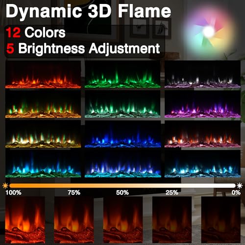 M.C.Haus Elektrischer Kamin mit Kaminsims, 30"/76CM Elektrokamin Schwarz, Dekokamin mit Flammeneffekt, Hochwertiges Design für den Wohnbereich, Kamin in Ingenieurholzoptik, Rustikale Eiche & Weiß – Bild 2