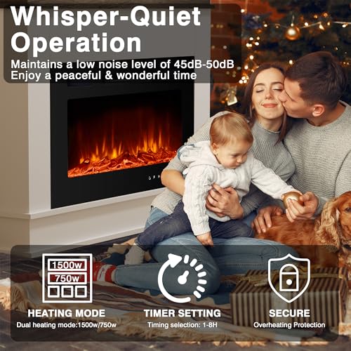 M.C.Haus Elektrischer Kamin mit Kaminsims, 30"/76CM Elektrokamin Schwarz, Dekokamin mit Flammeneffekt, Hochwertiges Design für den Wohnbereich, Kamin in Ingenieurholzoptik, Rustikale Eiche & Weiß – Bild 4
