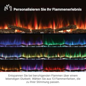 Alternative view of Dimplex Sense 50" Elektrokamin - Wandkamin - Elektrokamin mit Heizung - Kamineinsatz Elektrisch mit LED Optiflame Flameneffekt - Zuschaltbarer 2kW Heizlüfter - Inkl. Fernbedienung und App