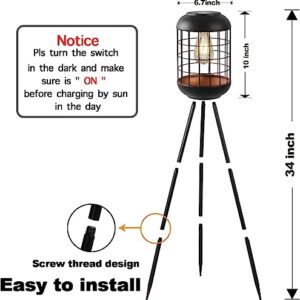 Alternative view of Solar Stehlampe Außenleuchten, Metall Stativ Solarlampe Wasserdicht LED Große Solarlaterne Dekorative Lichter für Terrasse Deck Rasen Hof Garten Weg (Schwarz)