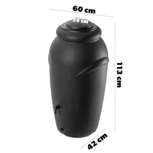 Alternative view of KADAX Regentonne aus Kunststoff 210 L, Regenwassertank mit Wasserhahn, Pflanzschale und Deckel, Dekorativer Regentank, Frostsicheres Regenfass