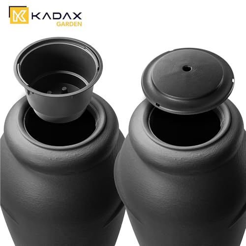 KADAX Regentonne aus Kunststoff 210 L, Regenwassertank mit Wasserhahn, Pflanzschale und Deckel, Dekorativer Regentank, Frostsicheres Regenfass – Bild 7