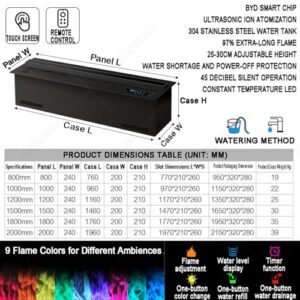 Alternative view of LMzythrop 3D-Wasserdampfkamin,Automatischer Wasserkamin,Flamme in 9 Farben Einstellbar,Simulierte Flamme,Berührbarer Wassernebel,Einbau-Dampfkamin Touchscreen Fernbedienung 120 * 24 * 20cm