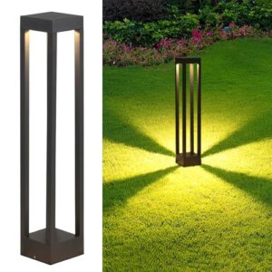 OURLOVEII 10W LED Wegeleuchten Außen 60cm, Schwarz Außenlampe Stehend IP54 Wasserdicht Garten Pollerleuchte, 3000K Standleuchte Außen, Aluminium Außenlampe Stehend, für Pfad Rasen (60cm)