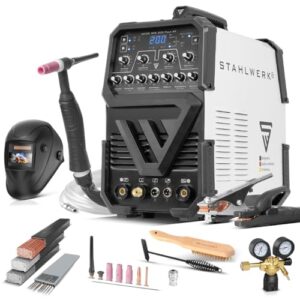 STAHLWERK Schweißgerät AC/DC WIG 200 Puls ST – Vollausstattung – IGBT-Inverter mit AC-Modus, MMA/E-Hand mit 200 A, HF-Zündung, Pulsfunktion, 2T / 4T-Modus, Hotstart, Anti-Stick, Aluminium & Dünnblech