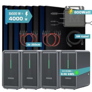 Alternative view of SUNNIVA® 4000W Balkonkraftwerk mit 8,96 kWh Speicher MARSTEK 4x B2500-D, BIFAZIAL FULLBLACK komplett Steckdose, PV Solaranlage Komplettset mit Solarspeicher, 8x 500W N-Type Glas-Glas Bifacial Module