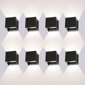 ledmo 8 Pack LED Wandleuchten Innen/Außen 12W Wandlampe Innen Auf und ab Einstellbarer Lichtstrahl Weiß 4000K LED Außenwandleuchte IP65 Wasserdichte