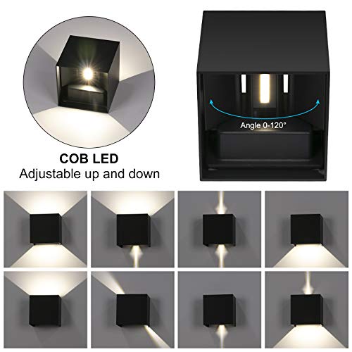 ledmo 8 Pack LED Wandleuchten Innen/Außen 12W Wandlampe Innen Auf und ab Einstellbarer Lichtstrahl Weiß 4000K LED Außenwandleuchte IP65 Wasserdichte – Bild 3