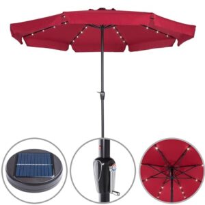 Alternative view of Kingsleeve® Sonnenschirm LED Beleuchtung UV Schutz 80 Solar Schutzhülle 330cm Groß Kurbel Volant Balkon Terrasse Gartenschirm Marktschirm Rot