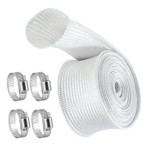 TYSM-CC Hitzebeständiger Abgasschlauch 25mm für Stromerzeuger & Standheizungen (200cm Länge) mit 4 Edelstahl-Clips – Hitzeschutz Auspuffrohr in Weiß