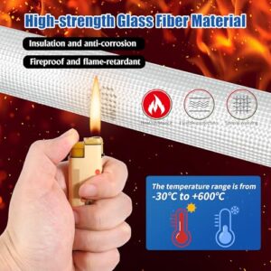 Alternative view of TYSM-CC Hitzebeständiger Abgasschlauch 25mm für Stromerzeuger & Standheizungen (200cm Länge) mit 4 Edelstahl-Clips – Hitzeschutz Auspuffrohr in Weiß