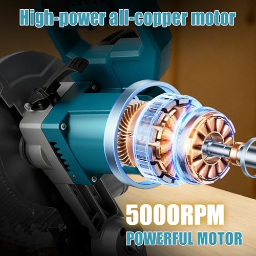 Roadtime Akku-Zug-Kapp-Gehrungssäge kompatibel mit Makita 18V Akkus (ohne Akku),Kappzugsäge 150W Leistung |Ø 210mm Sägeblatt Gehrungssäge,Beidseitig neigbarer Sägekopf,Kappsäge Metallsäge – Bild 4