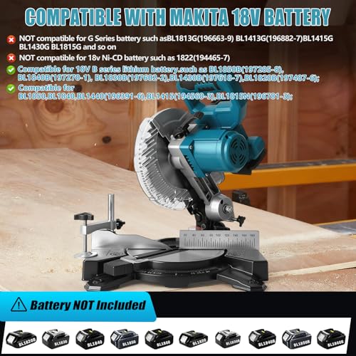 Roadtime Akku-Zug-Kapp-Gehrungssäge kompatibel mit Makita 18V Akkus (ohne Akku),Kappzugsäge 150W Leistung |Ø 210mm Sägeblatt Gehrungssäge,Beidseitig neigbarer Sägekopf,Kappsäge Metallsäge – Bild 6