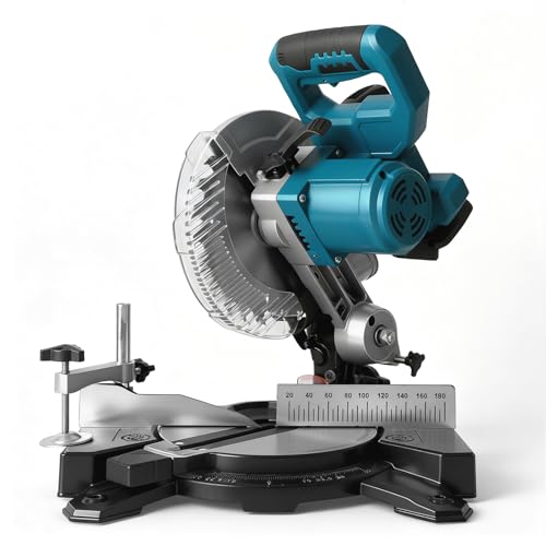 Roadtime Akku-Zug-Kapp-Gehrungssäge kompatibel mit Makita 18V Akkus (ohne Akku),Kappzugsäge 150W Leistung |Ø 210mm Sägeblatt Gehrungssäge,Beidseitig neigbarer Sägekopf,Kappsäge Metallsäge – Bild 8