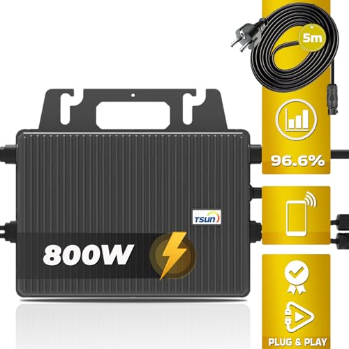 SUNNIVA® 1840W Balkonkraftwerk BIFAZIAL FULLBLACK komplett Steckdose TSUN 800W Wechselrichter, PV Solaranlage, 4x 460W Glas-Glas Solarmodule, inkl. 5m Kabel, Bluetooth WIFI, Komplettset – Bild 3