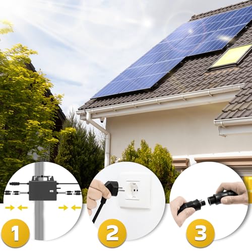 SUNNIVA® 1840W Balkonkraftwerk BIFAZIAL FULLBLACK komplett Steckdose TSUN 800W Wechselrichter, PV Solaranlage, 4x 460W Glas-Glas Solarmodule, inkl. 5m Kabel, Bluetooth WIFI, Komplettset – Bild 4