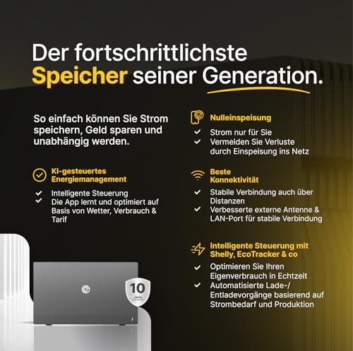 Solakon® 2000W Balkonkraftwerk mit Speicher - Balkonkraftwerk 2000W komplett Steckdose - 800W Integrierten Hybrid-Wechselrichter - Solakon ONE mit 2,11 kWh - 4X 500W bifaziale Solarmodule – Bild 4