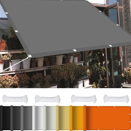 Sonnensegel Sonnenschutz Garten Rechteckig 2.6 x 3.5 m 98% UV Schutz Sonnensegel Überdachung Plane mit Ösen Und Kordel,PES Polyester für Garten Balkon Terrasse Camping, Hellgrau