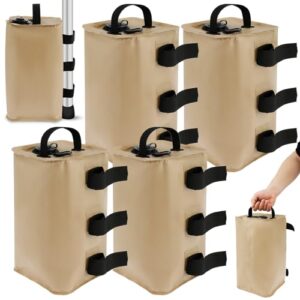 4 Stück Baldachin-Wassergewichte 40 kg – schnell installierbare Sandsäcke für Outdoor-Zelte, winddichte Zeltanker, robuste Taschen mit Befestigungsriemen für Pop-Up-Pavillon, Khaki