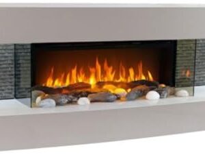 CHEMIN'ARTE Elektrokamin - Wandkamin Elektrisch 120x46zm - Lounge mit heizung 2000W - Weiß - Kamin deko - mit Fernbedienung - LED-Flammeneffekt
