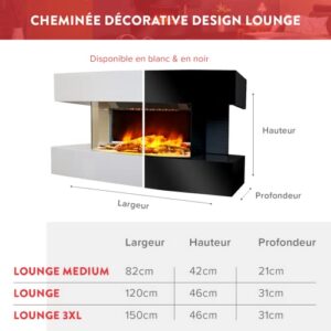 Alternative view of CHEMIN'ARTE Elektrokamin - Wandkamin Elektrisch 120x46zm - Lounge mit heizung 2000W - Weiß - Kamin deko - mit Fernbedienung - LED-Flammeneffekt