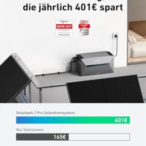Alternative view of Anker SOLIX Balkonkraftwerk mit Speicher (890W | 1600Wh), Solarbank 2 E1600 Pro (1600Wh), 2× RS40T Bifaziales Solarpanel (445W), Typ-N Bifaziales Solarpanel, 4 MPPT, 9,6kWh Kapazität, Plug & Play