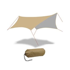 Sechseckiges Sonnensegel, wasserfest, für Garten, Camping, robustes Sonnensegel für Hinterhof, Terrasse, UV-Schutz, Khaki, vielseitig und