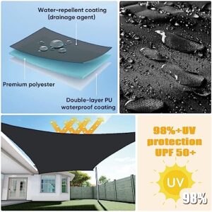 Alternative view of MENGH Sonnensegel Wasserdicht Rechteck, wetterbeständig, Premium Polyester, Viele Längen und Breiten Zur Auswahl inkl Befestigungsseile, Rechteckig 3x3m Anthrazit