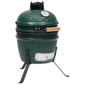 vidaXL Kamado Grill Smoker 2-in-1 Holzkohlegrill Kugelgrill Standgrill Gartengrill Keramikgrill Räucherofen Barbecue BBQ Keramik 56cm Grün