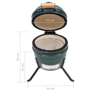 Alternative view of vidaXL Kamado Grill Smoker 2-in-1 Holzkohlegrill Kugelgrill Standgrill Gartengrill Keramikgrill Räucherofen Barbecue BBQ Keramik 56cm Grün