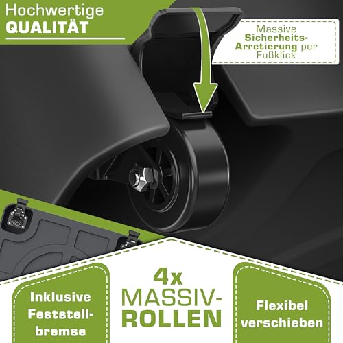 tillvex® Sonnenschirmständer mit Rollen & Bremsen | Schirmständer befüllbar 37 Liter / 56 kg | Schirmgewicht Sonnenschirm & Marktschirm Ø 1,8-3,7m | Ampelschirmständer wetterfest (Schwarz) – Bild 4