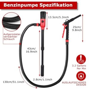 Alternative view of Elektrische Kraftstoffpumpe, innhom 3.2 GPM (12 L/min) Batteriebetriebene Flüssigkeitstransferpumpe Benzinpumpe für Benzin & Diesel, Tragbare Siphon Pumpe mit Schlauch & Durchflussregelung