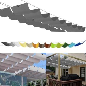 Einziehbares Sonnensegel 1.6x4m, nach Maß Pergola Markise Verstellbar Schattenabdeckung 95% UV-Schutz & reißfest Inkl. Montageseilen für Terrasse/Pergola Dunkelgrau