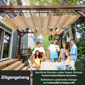 Alternative view of Einziehbares Sonnensegel 1.6x4m, nach Maß Pergola Markise Verstellbar Schattenabdeckung 95% UV-Schutz & reißfest Inkl. Montageseilen für Terrasse/Pergola Dunkelgrau