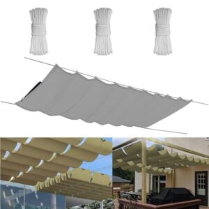 Einziehbare Welle Sonnensegel 1.2x4M, Verstellbar Aufrollbar Sonnenschutz Mit ösen, Spannmarkise Beschattung, Markise Wasserdicht Verstellbar Markisenstoff Für Terrassenüberdachung - Grauweiß