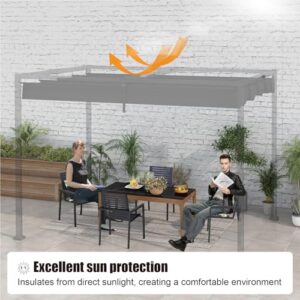 Alternative view of Einziehbare Welle Sonnensegel 1.2x4M, Verstellbar Aufrollbar Sonnenschutz Mit ösen, Spannmarkise Beschattung, Markise Wasserdicht Verstellbar Markisenstoff Für Terrassenüberdachung - Grauweiß