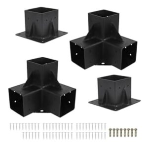 Alternative view of Homeponnew 4 x robuste Pergola-Halterungs-Set, Karbonstahl, rostbeständig, schwarzes Finish, 3-Wege- und gerade Halterungen für Außenstrukturen