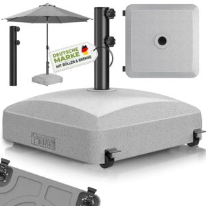 tillvex® Sonnenschirmständer PAVERA mit Rollen & Bremsen | Schirmständer befüllbar 37 Liter / 56 kg | Schirmgewicht Sonnenschirm & Marktschirm Ø 1,8-3,7m | Rollbar, wetterfest & UV-beständig
