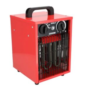 DEDRA Elektrische Heizlüfte – 1000 W / 2000 W, Thermostat, Überhitzungsschutz, 3 Betriebsmodi, Temperatureinstellung, Axiallüfter, Metallgehäuse, kompakt, bis zu ~ 20m2