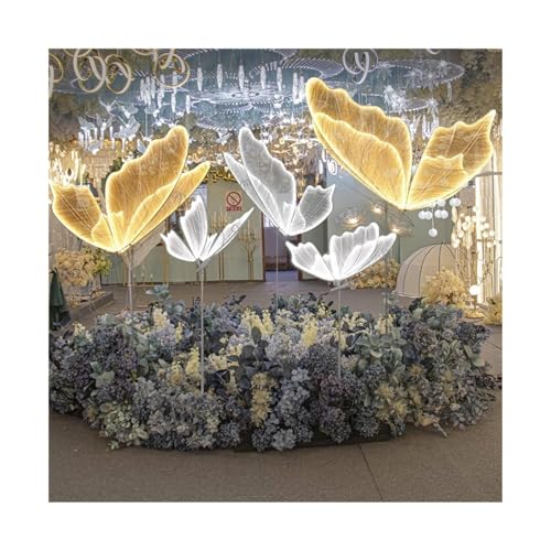 HIFRQVVC LED-Stehleuchte für Hochzeit, Schmetterlinge, LED, Schmetterling, für Hochzeit, 2 Stück, mehrfarbig, mehrere Größen (Goldyarnwarmlight, 140 cm) – Bild 6