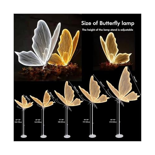 HIFRQVVC LED-Stehleuchte für Hochzeit, Schmetterlinge, LED, Schmetterling, für Hochzeit, 2 Stück, mehrfarbig, mehrere Größen (Goldyarnwarmlight, 140 cm) – Bild 7