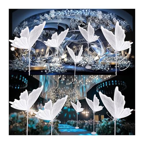 HIFRQVVC LED-Stehleuchte für Hochzeit, Schmetterlinge, LED, Schmetterling, für Hochzeit, 2 Stück, mehrfarbig, mehrere Größen (Goldyarnwarmlight, 140 cm) – Bild 8