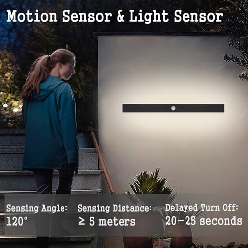 ANKBOY 120CM Wandleuchte Aussen Bewegungsmelder Lange Außenleuchte mit Bewegungsmelder Außen Modern Schwarze Aussenleuchte Wand Außenwandleuchte LED Wasserdicht für Gärten Garage, 38W/4000K Naturweiß – Bild 2