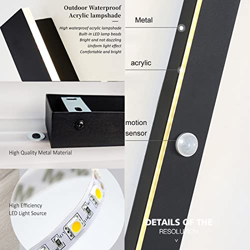 ANKBOY 120CM Wandleuchte Aussen Bewegungsmelder Lange Außenleuchte mit Bewegungsmelder Außen Modern Schwarze Aussenleuchte Wand Außenwandleuchte LED Wasserdicht für Gärten Garage, 38W/4000K Naturweiß – Bild 5