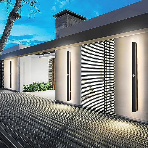 ANKBOY 120CM Wandleuchte Aussen Bewegungsmelder Lange Außenleuchte mit Bewegungsmelder Außen Modern Schwarze Aussenleuchte Wand Außenwandleuchte LED Wasserdicht für Gärten Garage, 38W/4000K Naturweiß – Bild 6